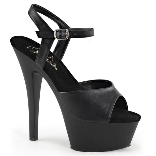 Pleaser KISS-209 Platform Sandal (Black Faux Leather/Black Matte)