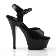 Pleaser KISS-209 Platform Sandal (Black Leather/Black)