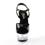 Pleaser KISS-209 Platform Sandal (Black Patent/Clear)