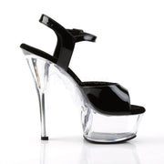 Pleaser KISS-209 Platform Sandal (Black Patent/Clear)
