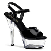 Pleaser KISS-209 Platform Sandal (Black Patent/Clear)
