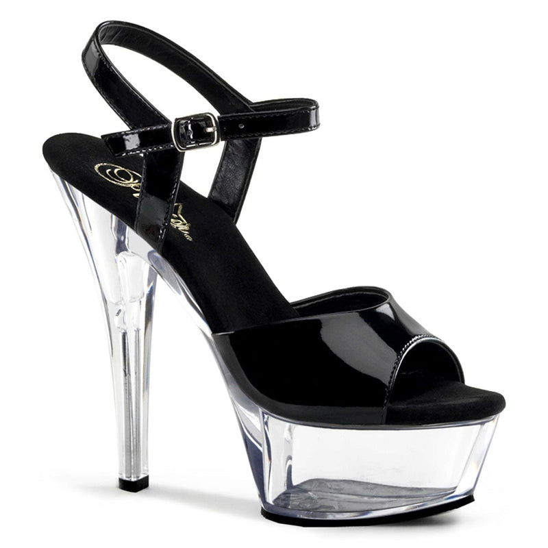 Pleaser KISS-209 Platform Sandal (Black Patent/Clear)