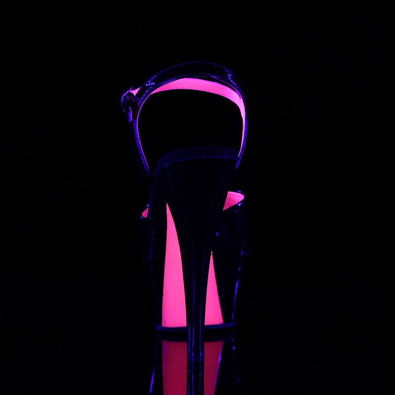 Pleaser KISS-209TT Platform Sandal (Black Patent/Black-Neon Hot Pink)