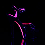 Pleaser KISS-209TT Platform Sandal (Black Patent/Black-Neon Hot Pink)