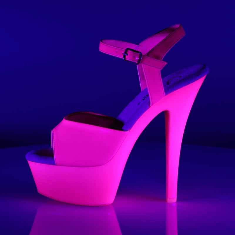 Pleaser KISS-209UV Platform Sandal (Neon Hot Pink/Hot Pink)