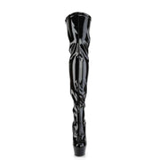 Pleaser KISS-3000 Platform Thigh High Boot (Black Stretch Patent/Black)