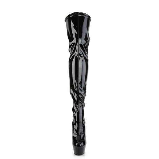 Pleaser KISS-3000 Platform Thigh High Boot (Black Stretch Patent/Black)