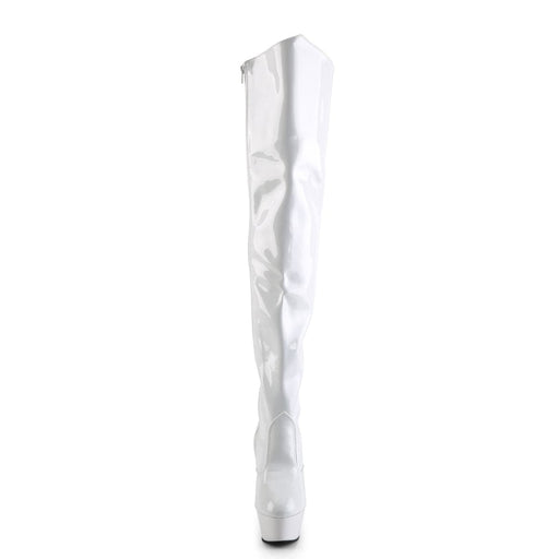 Pleaser KISS-3010 Platform Thigh High Boot (White Patent/White)