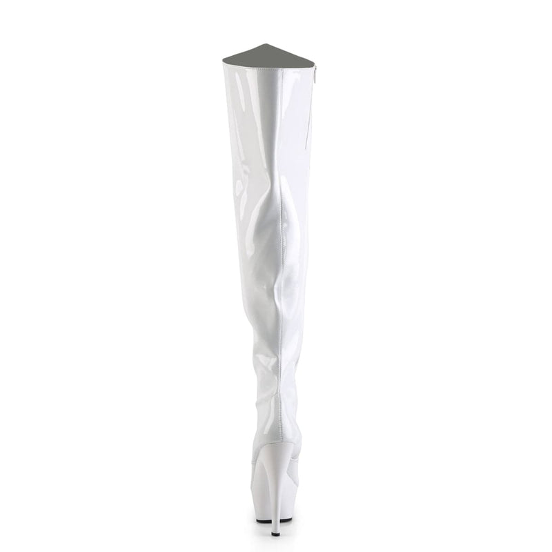 Pleaser KISS-3010 Platform Thigh High Boot (White Patent/White)