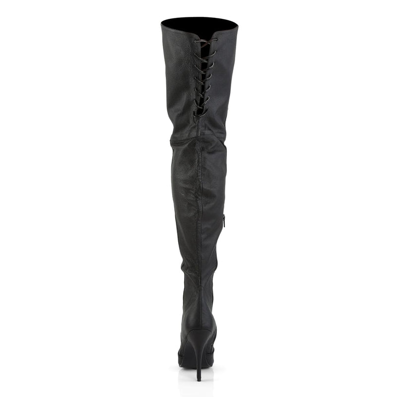 Pleaser LEGEND-8899 Thigh High Boot (Black Leather (P))
