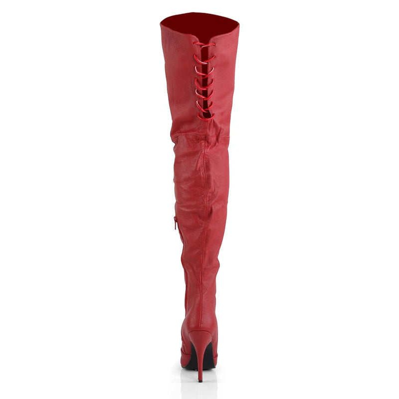Pleaser LEGEND-8899 Thigh High Boot (Red Leather (P))