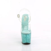 Pleaser LOVESICK-708SG Platform Sandal (Clear/Aqua multi Iridescent Glitters)