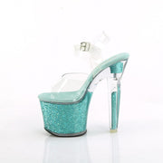 Pleaser LOVESICK-708SG Platform Sandal (Clear/Aqua multi Iridescent Glitters)