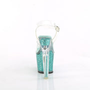Pleaser LOVESICK-708SG Platform Sandal (Clear/Aqua multi Iridescent Glitters)