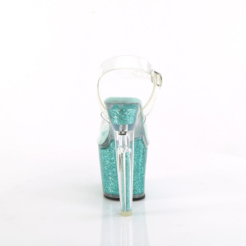 Pleaser LOVESICK-708SG Platform Sandal (Clear/Aqua multi Iridescent Glitters)