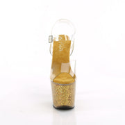 Pleaser LOVESICK-708SG Platform Sandal (Clear/Gold Multi Iridescent Glitters)