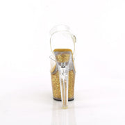 Pleaser LOVESICK-708SG Platform Sandal (Clear/Gold Multi Iridescent Glitters)
