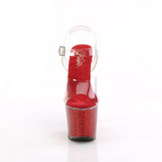 Pleaser LOVESICK-708SG Platform Sandal (Clear/Red Iridescent Glitters)