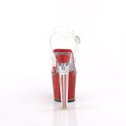 Pleaser LOVESICK-708SG Platform Sandal (Clear/Red Iridescent Glitters)