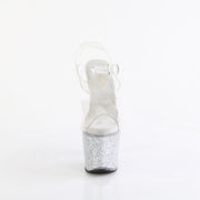 Pleaser LOVESICK-708SG Platform Sandal (Clear/Silver Multi Iridescent Glitters)