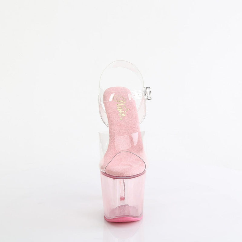 Pleaser LOVESICK-708T Platform Sandal (Clear/Baby Pink Tinted)