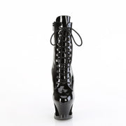 Pleaser MOON-1020SK Platform Ankle Boot (Black Patent/Black-Pewter)
