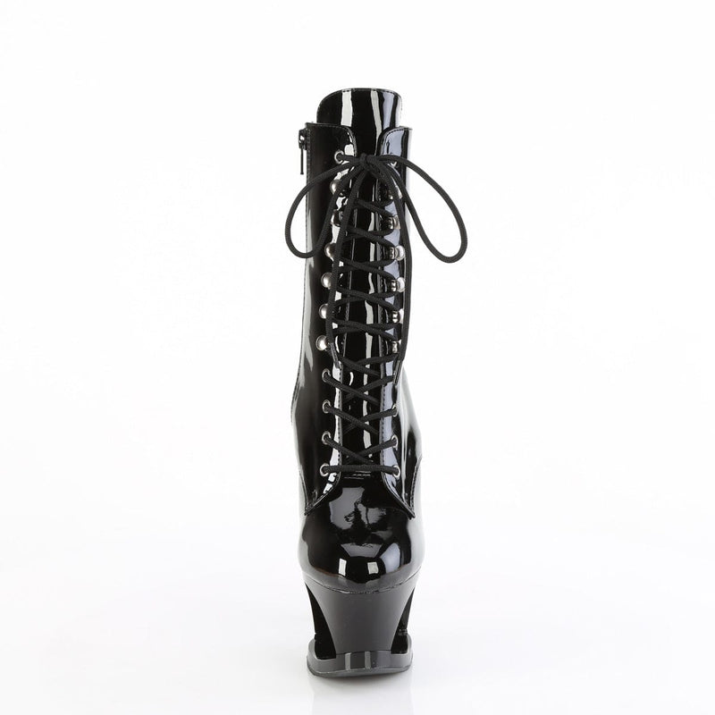 Pleaser MOON-1020SK Platform Ankle Boot (Black Patent/Black-Pewter)