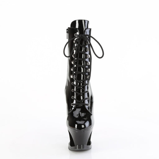 Pleaser MOON-1020SK Platform Ankle Boot (Black Patent/Black-Pewter)