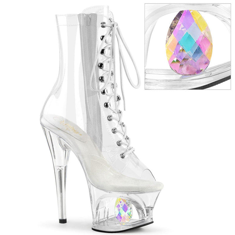 Pleaser MOON-1021C-DIA Platform Ankle Boot (Clear/Clear)