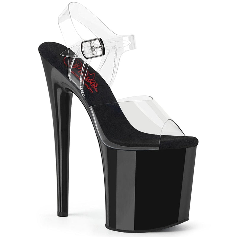 Pleaser NAUGHTY-808 Platform Sandal (Clear/Black)