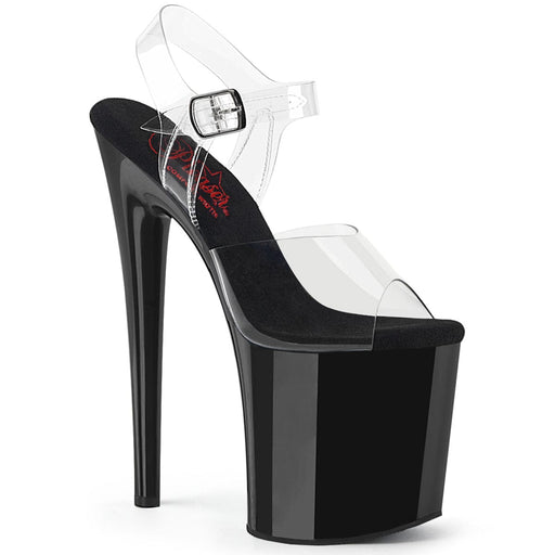 Pleaser NAUGHTY-808 Platform Sandal (Clear/Black)