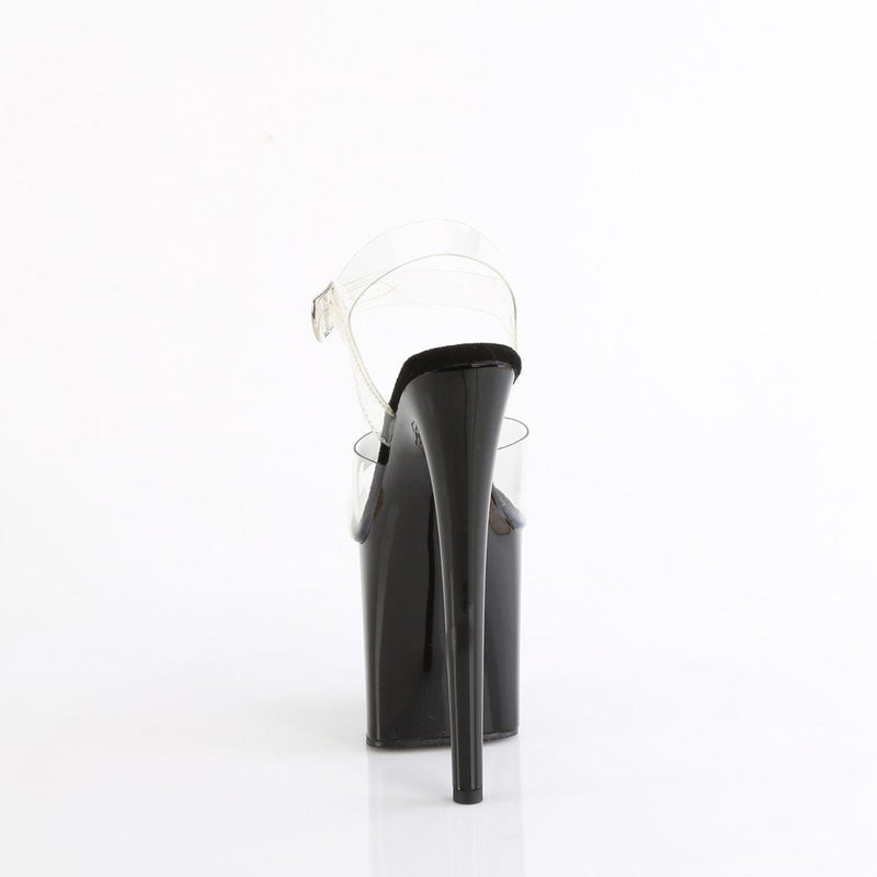 Pleaser NAUGHTY-808 Platform Sandal (Clear/Black)