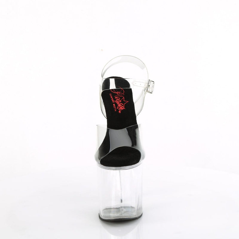 Pleaser NAUGHTY-808 Platform Sandal (Clear-Black/Clear)