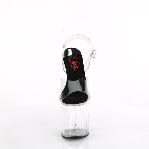 Pleaser NAUGHTY-808 Platform Sandal (Clear-Black/Clear)
