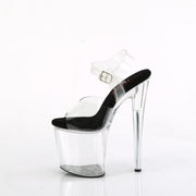 Pleaser NAUGHTY-808 Platform Sandal (Clear-Black/Clear)