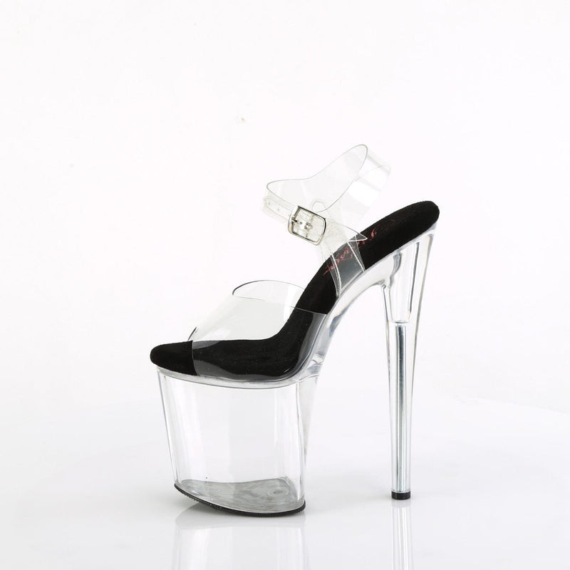 Pleaser NAUGHTY-808 Platform Sandal (Clear-Black/Clear)