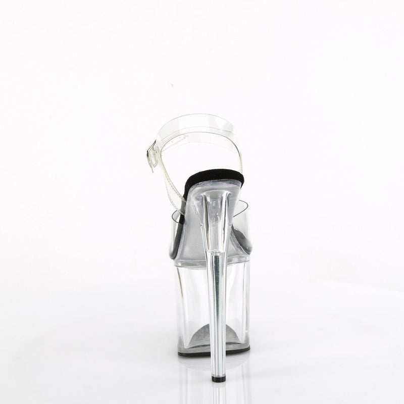 Pleaser NAUGHTY-808 Platform Sandal (Clear-Black/Clear)