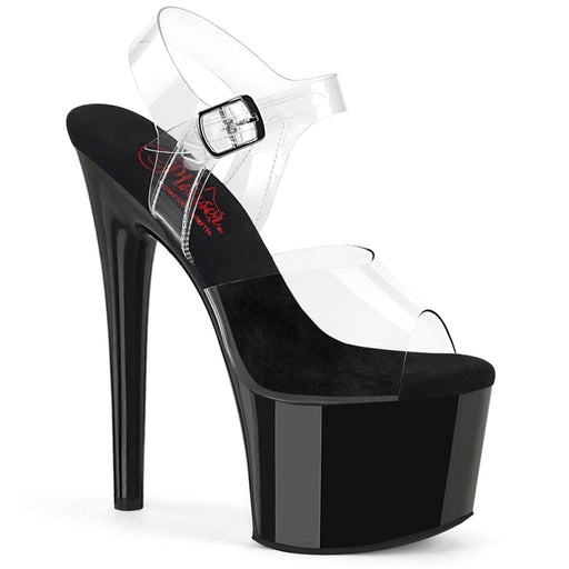 Pleaser PASSION-708 Platform Sandal (Clear/Black)
