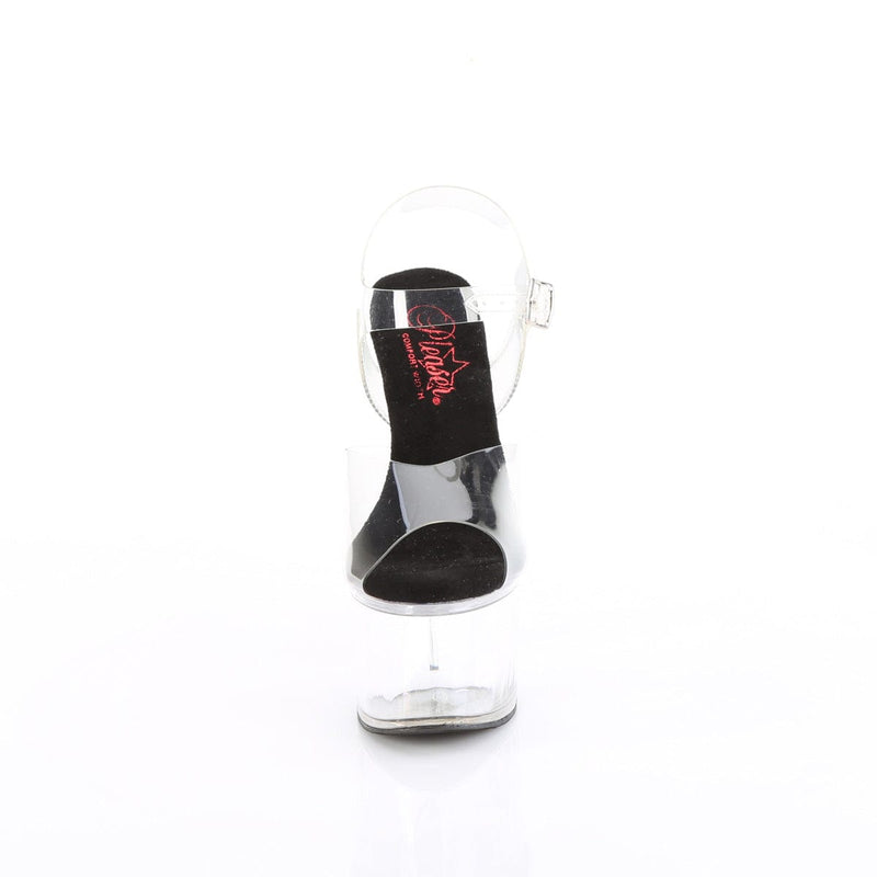 Pleaser PASSION-708 Platform Sandal (Clear-Black/Clear)