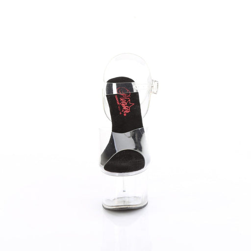 Pleaser PASSION-708 Platform Sandal (Clear-Black/Clear)
