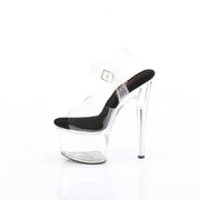 Pleaser PASSION-708 Platform Sandal (Clear-Black/Clear)
