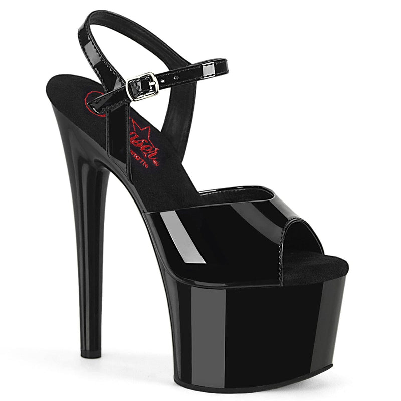 Pleaser PASSION-709 Platform Sandal (Black Patent/Black)
