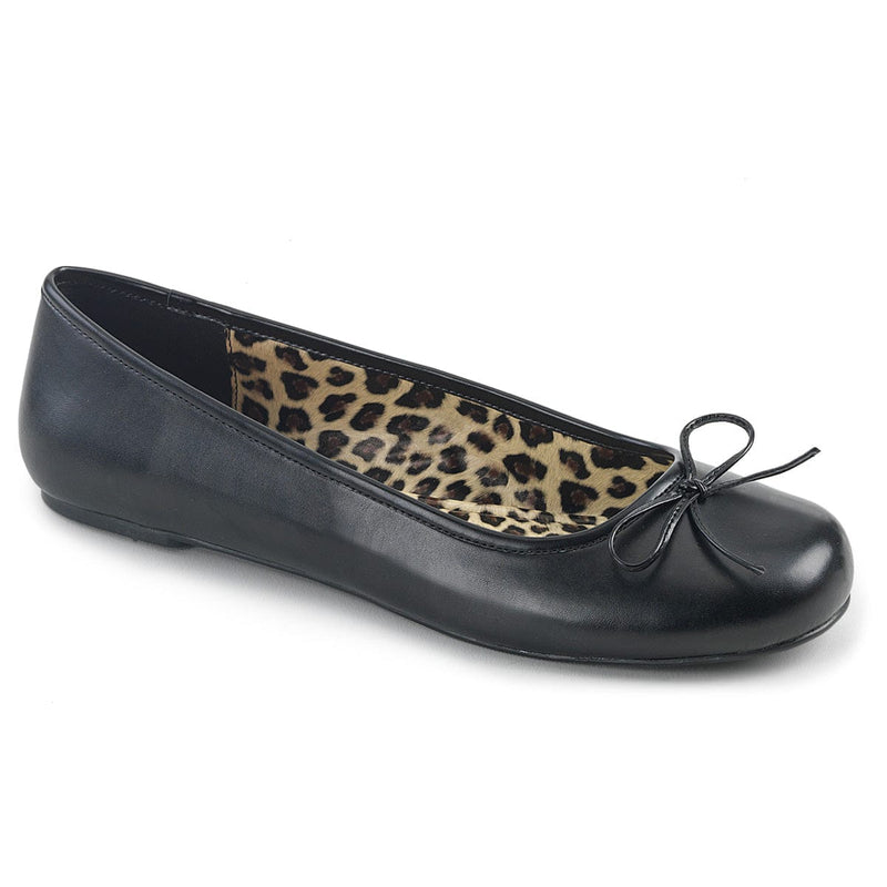 Pleaser Pink Label ANNA-01 Flat (Black Faux Leather)