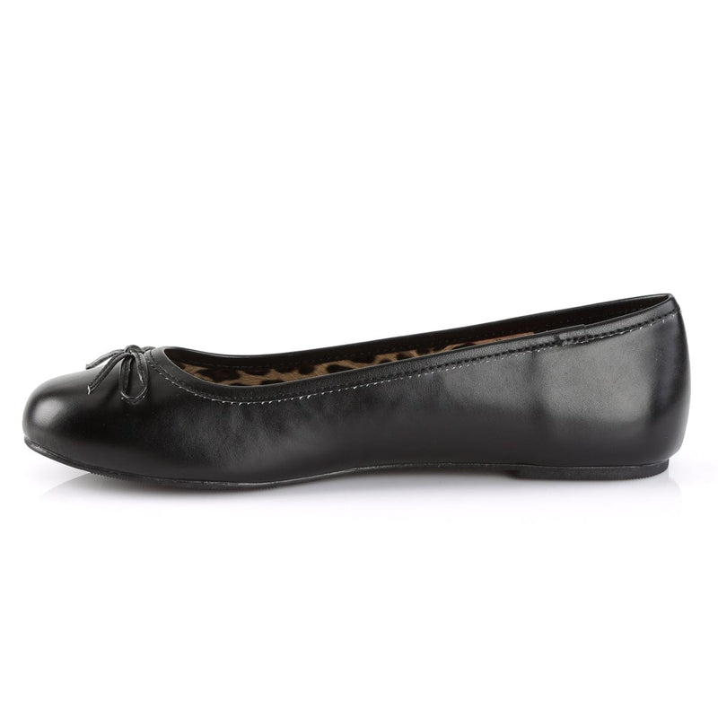 Pleaser Pink Label ANNA-01 Flat (Black Faux Leather)