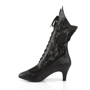 Pleaser Pink Label DIVINE-1050 Mid-Calf Boot (Black Faux Leather-Satin Lace)