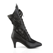 Pleaser Pink Label DIVINE-1050 Mid-Calf Boot (Black Faux Leather-Satin Lace)