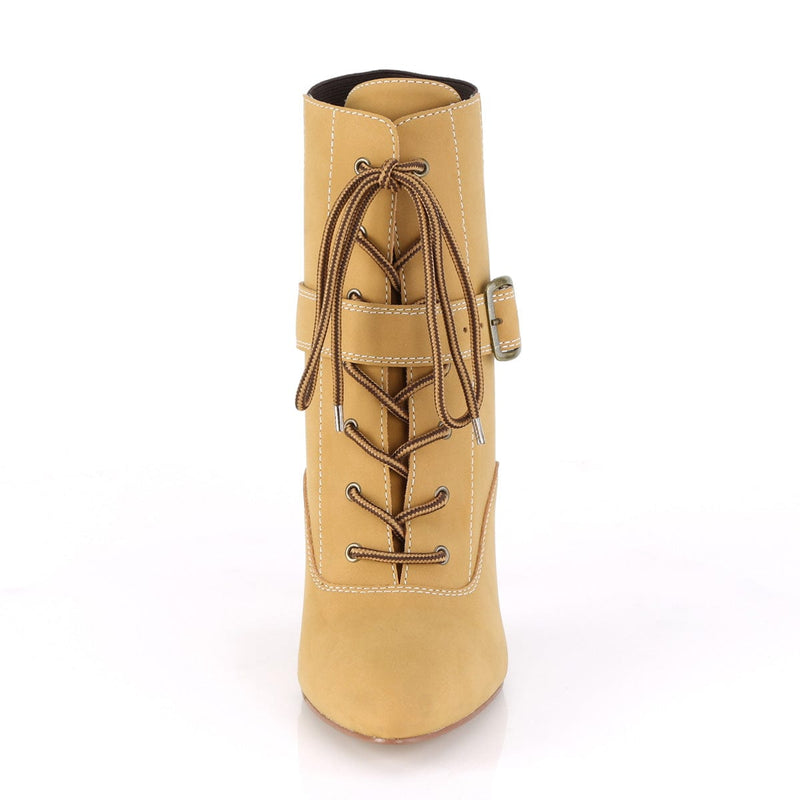 Pleaser Pink Label DREAM-1022 Ankle Boot (Tan Fuax Nubuck Leather)