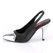 Pleaser Pink Label DREAM-405 Pump (Black Faux Leather-Silver Metallic Pu)