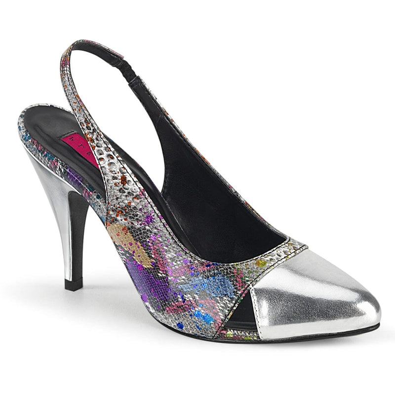 Pleaser Pink Label DREAM-405 Pump (Multi-Color Snake Print-Silver Metallic Pu)