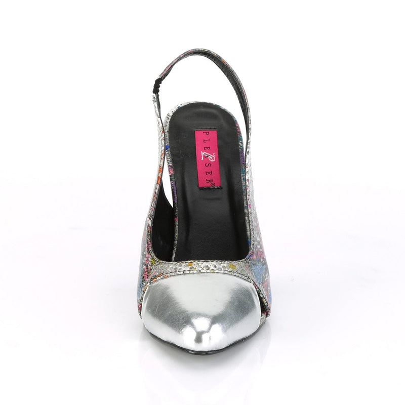 Pleaser Pink Label DREAM-405 Pump (Multi-Color Snake Print-Silver Metallic Pu)